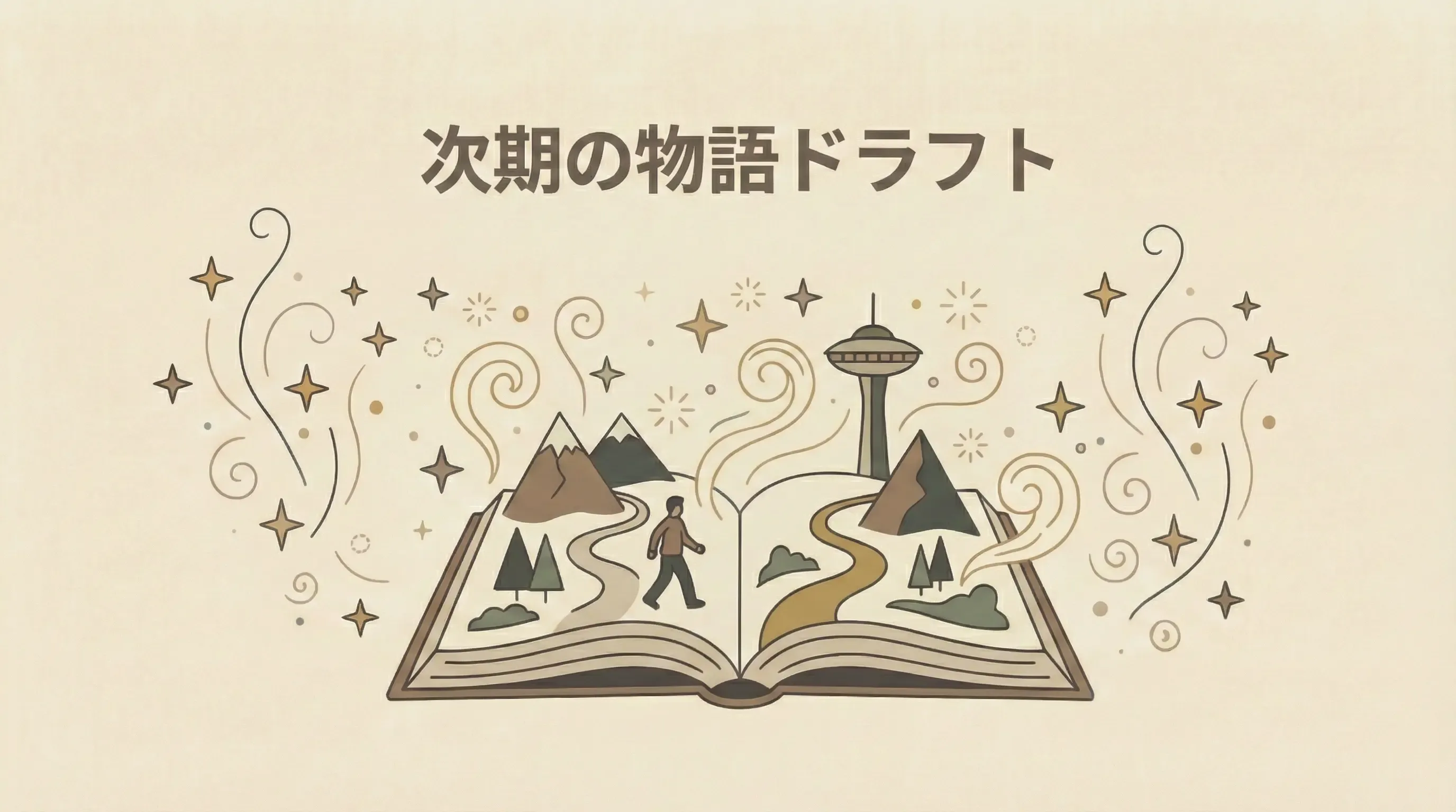 言語資産をもとにした次期の物語ドラフトを提供する